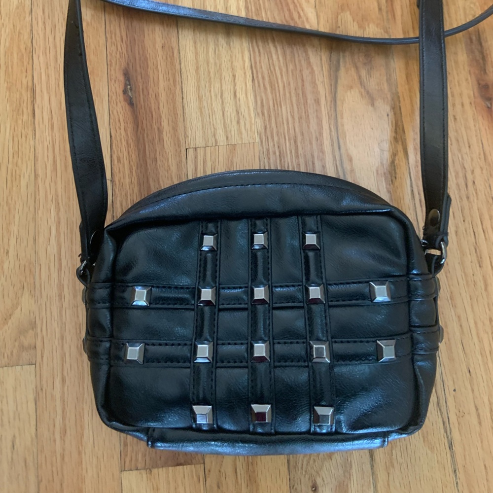 Small leather studded handbag
